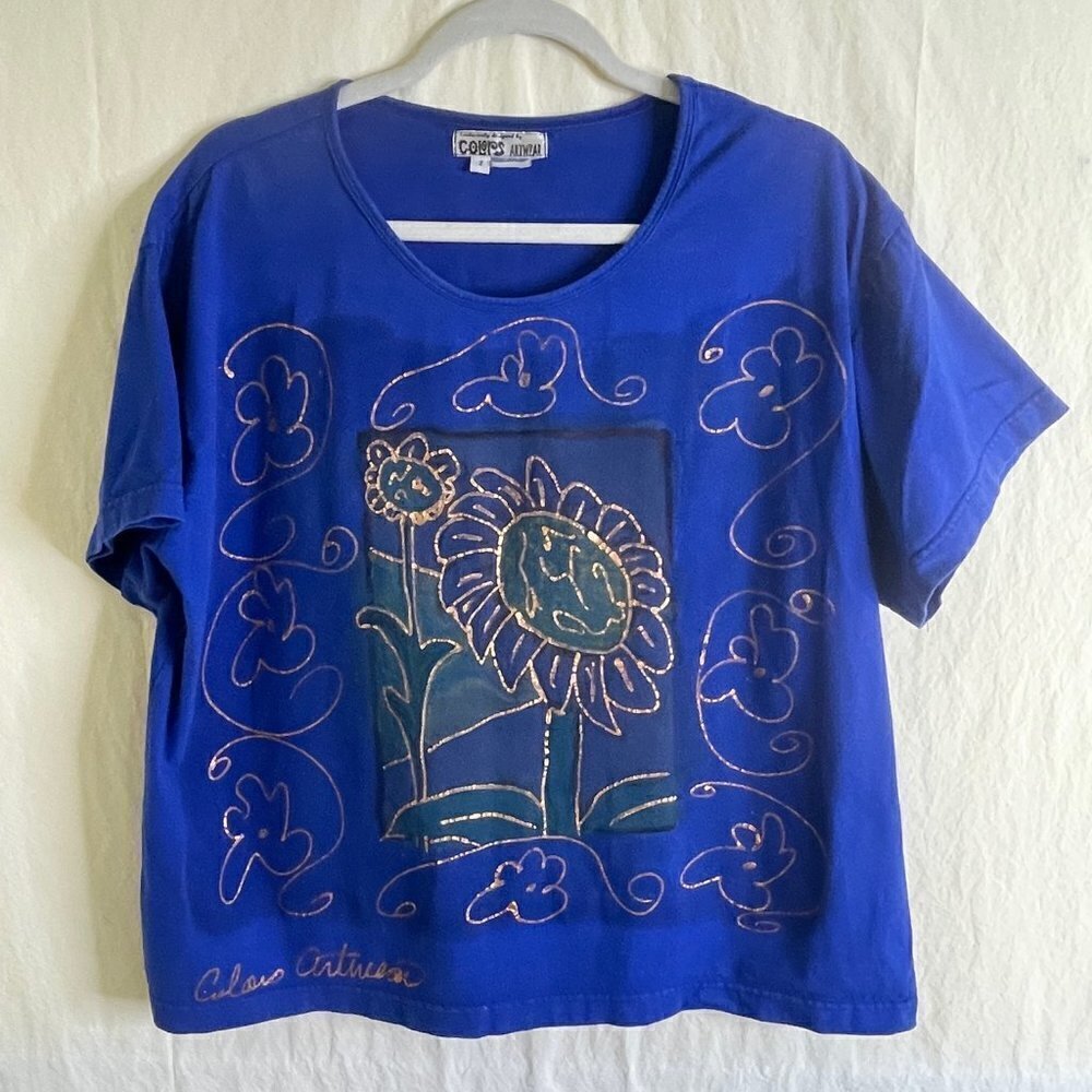 Colors Artwear Blue Shortsleeve Blouse  *